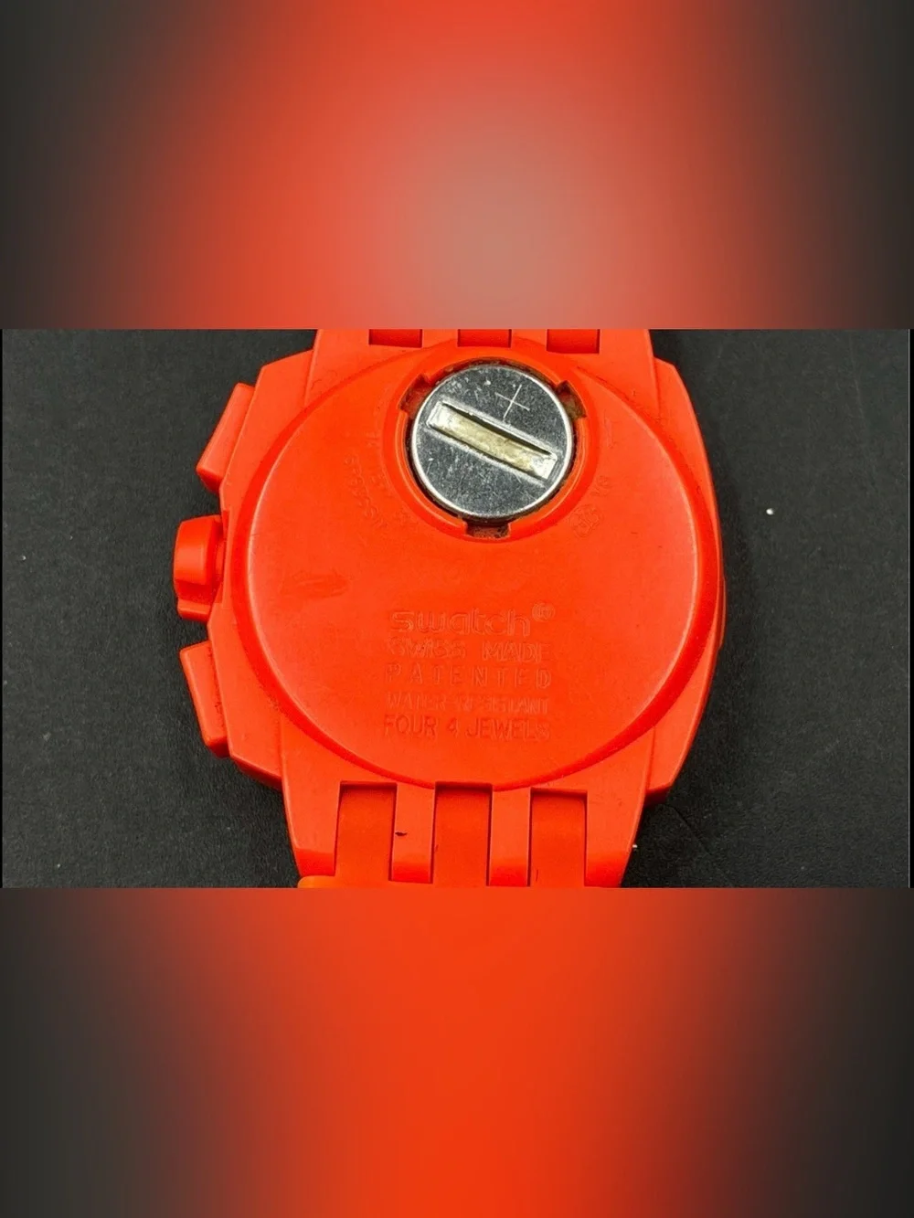 Swatch Orange-Red Silicone Chronograph Watch